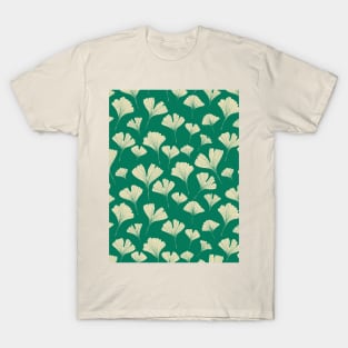 Ginkgo biloba leaves botanical pattern in dark green T-Shirt